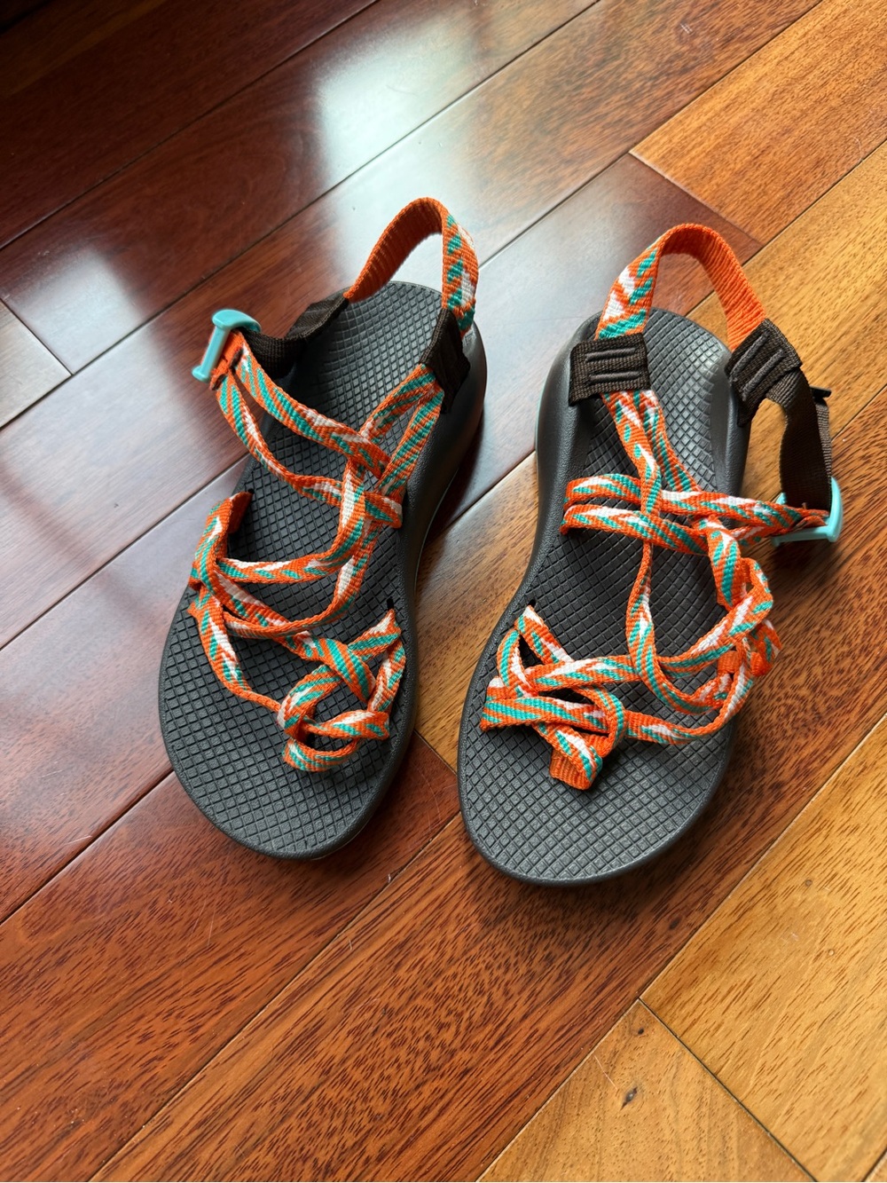 Chaco Women's Strappy Sandals in Orange & Teal